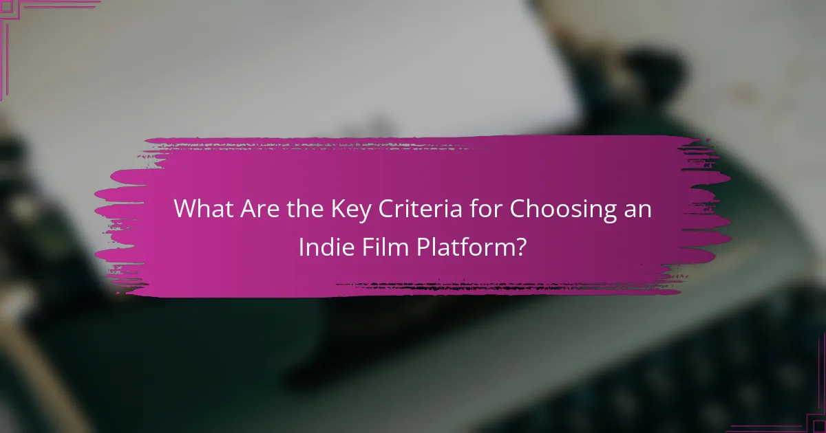 What Are the Key Criteria for Choosing an Indie Film Platform?
