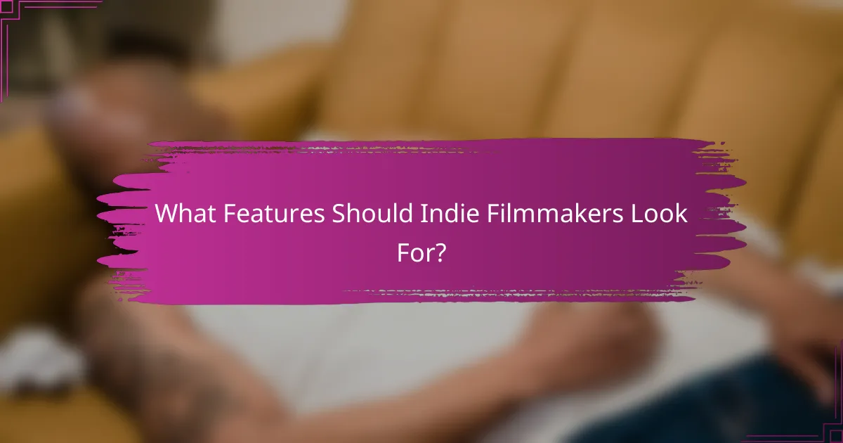 What Features Should Indie Filmmakers Look For?